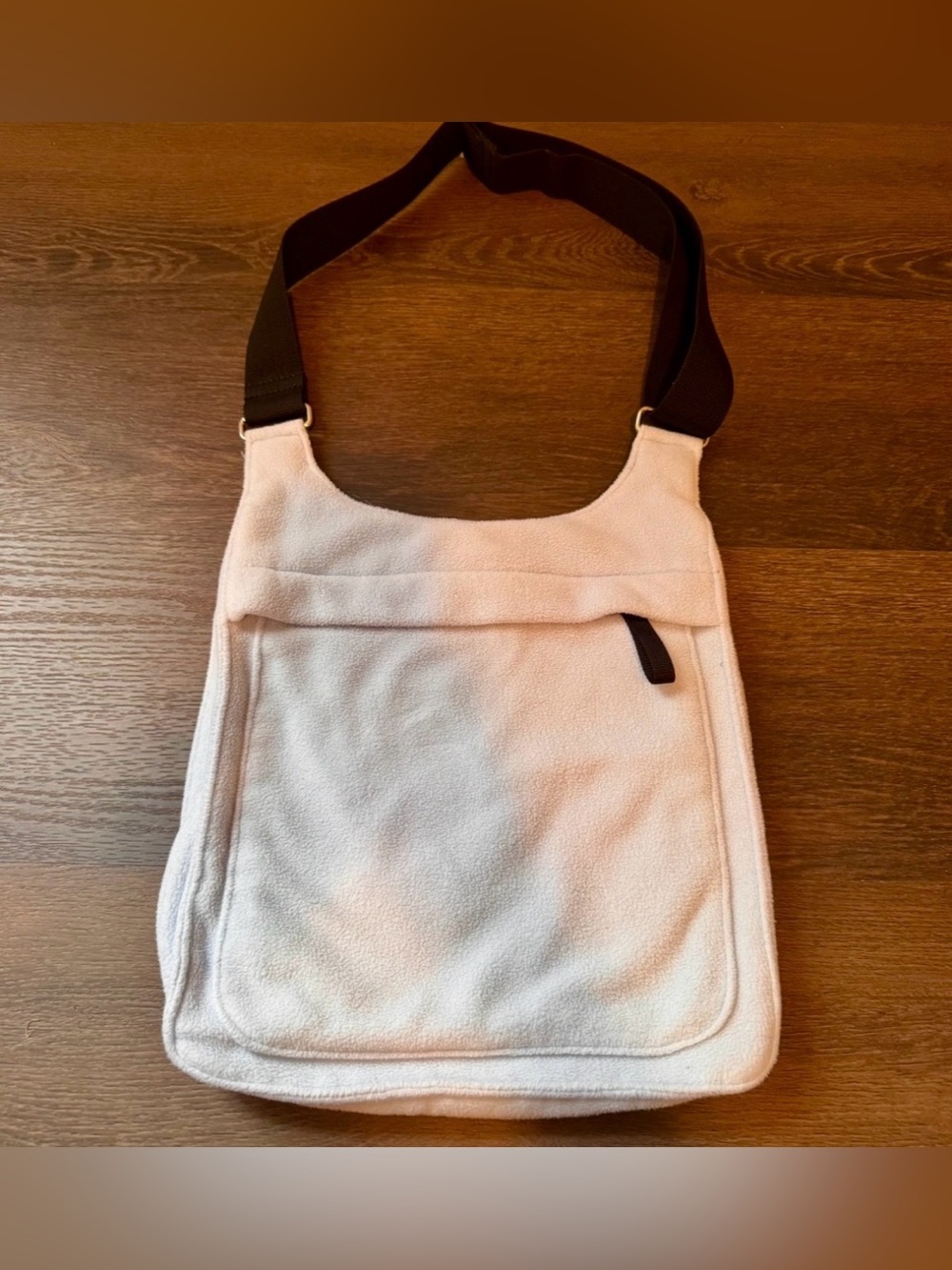 Vintage Old Navy Baby Blue & Black Fleece Messenger Bag Y2K 2000’s